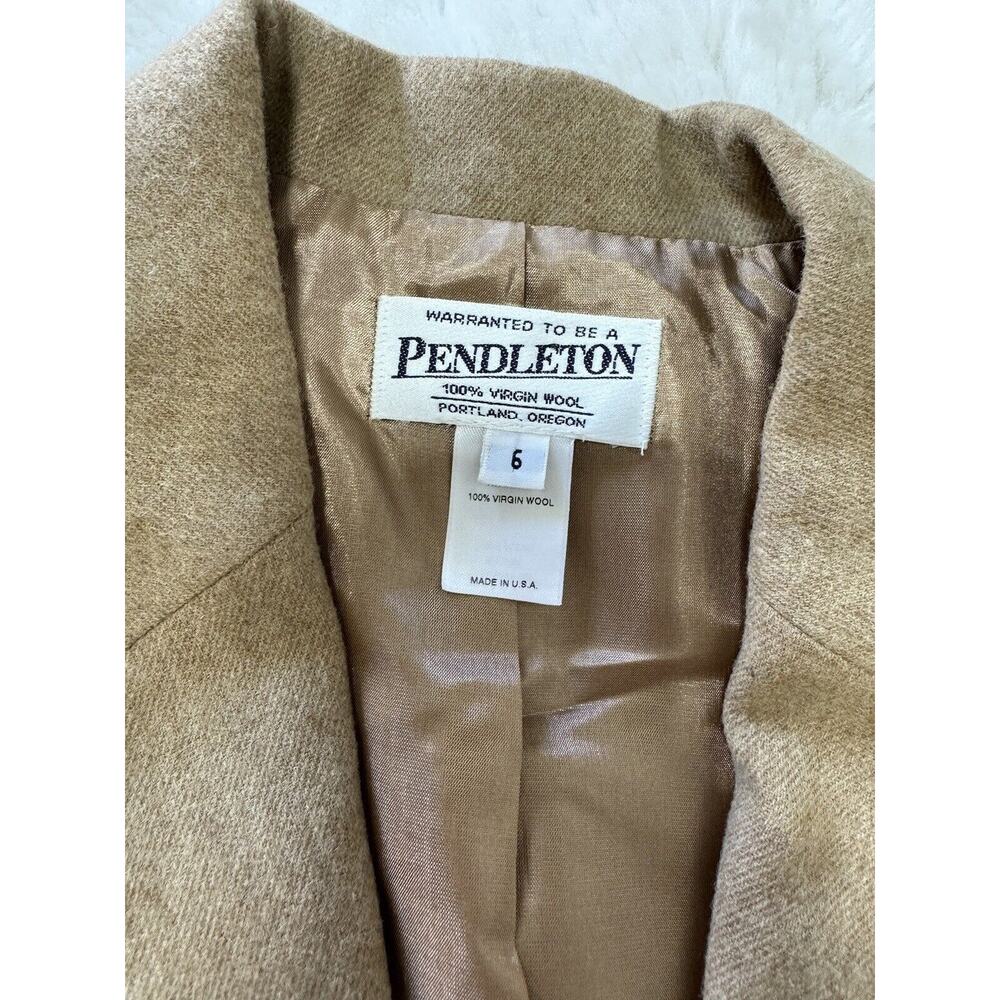 Vintage Pendleton Blazer Skirt Suit Set Tan Outfit Virgin Wool PRISTINE - Picture 6 of 12
